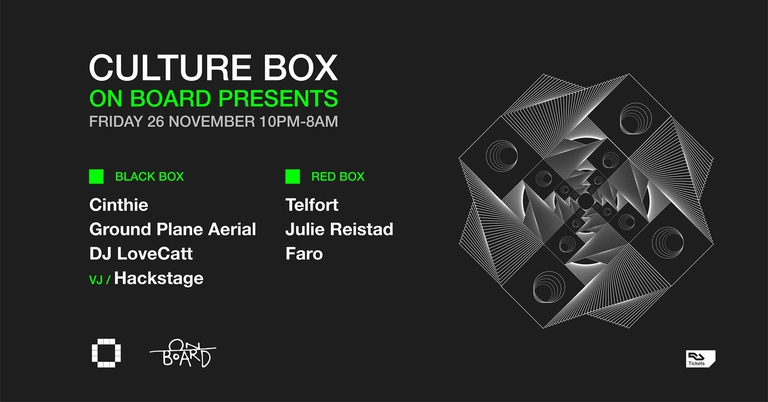 On Board presents: Cinthie / Ground Plane Aerial / DJ LoveCatt / Telfort / Julie Reistad / Faro