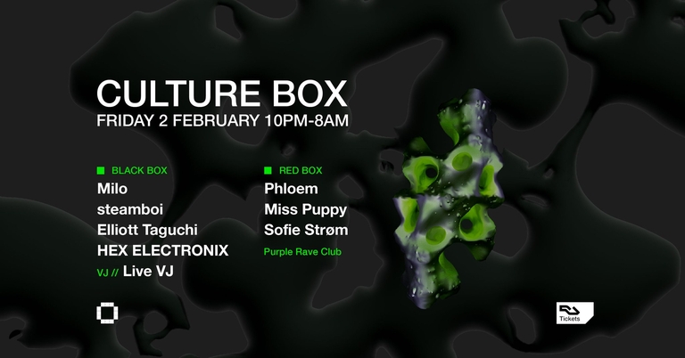 Milo / steamboi / Elliott Taguchi / HEX ELECTRONIX / Purple Rave Club: Phloem / Miss Puppy / Sofie S