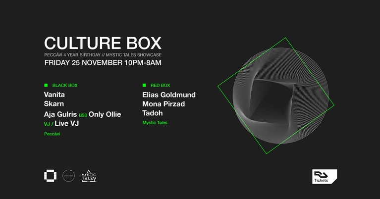 Peccāvī 4 year birthday: Vanita + Mystic Tales Showcase: Elias Goldmund / Mona Pirzad / Tadoh