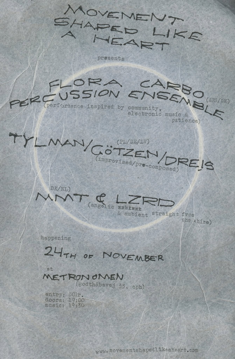 MSLAH Presents .:. flora carbo perc ensemble .:. tylman/götzen/dreis .:. mmt & lzrd // metronomen