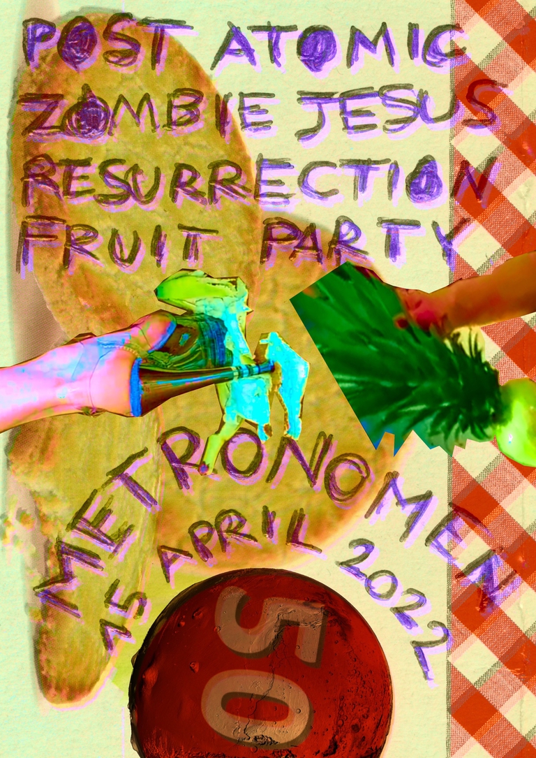POST ATOMIC ZOMBIE JESUS RESURRECTION FRUIT PARTY