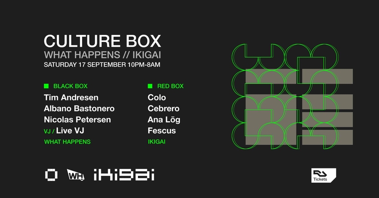 What Happens: Tim Andresen / Albano Bastonero / Nicolás Petersen / Ikigai: Colo / Cebrero / Ana Lōg